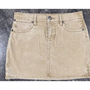 Tommy Hilfiger Womens Corduroy Mini Skirt Back Flap‎ Pockets Beige Tan Stitch 7